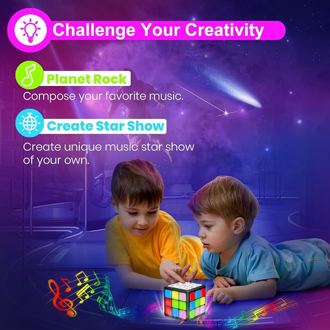 Xinbeiya Rechargeable Handheld Cube with Games, 15 Fun Brain & Memory Games | Christmas Easter Birthday Gifts for Boys and Girls Ages 6-12+ Years Old with Score Screen, Toy Gifts for Kids, Black