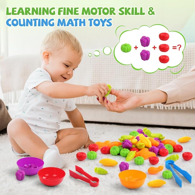 TSYAN Montessori Vegetable Color Sorting & Counting Sensory Toys