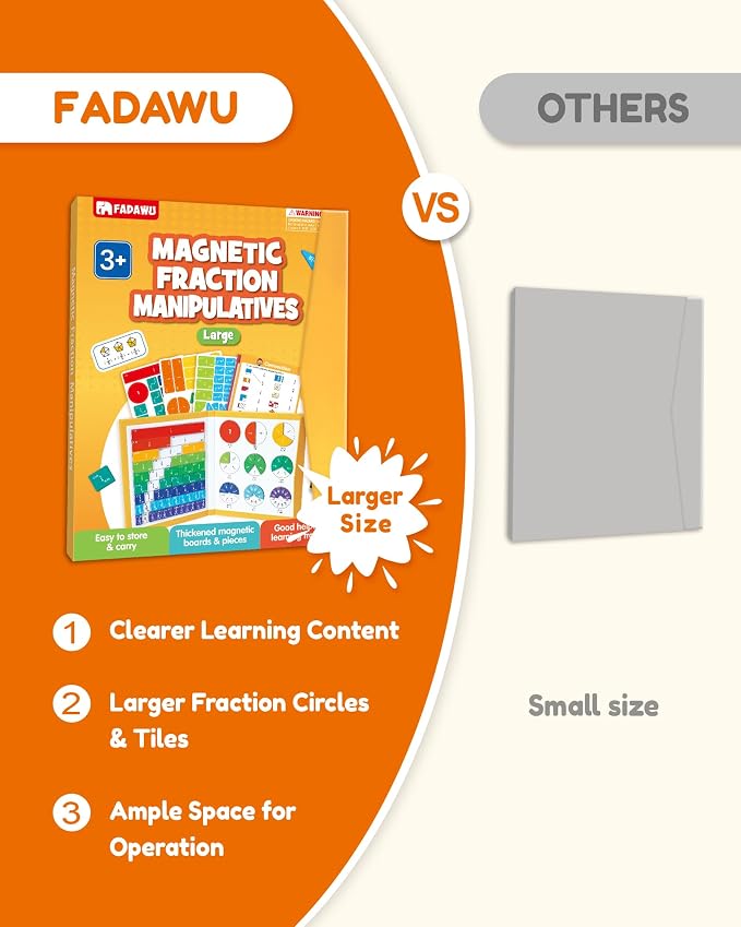 Large Magnetic Fraction Playbook Maths Manipulatives for Kids | Magnetic Fraction Educational Puzzle with Tiles & Circles, Montessori Fraction Learning Toys for Elementary School Children