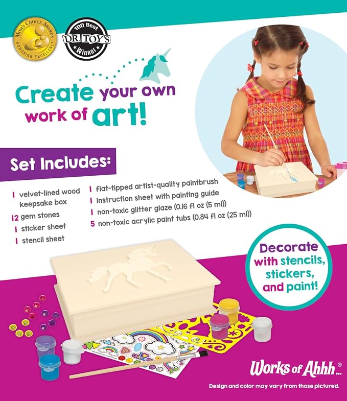 Craft Set - Unicorn Keepsake Box Classic Wood Paint Kit