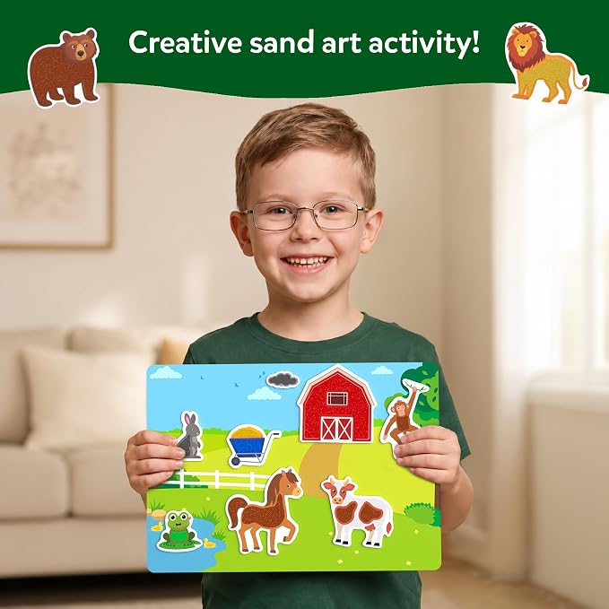 Skillmatics Sand Art – Animals, Preschool Crafts, Montessori Activity Kit | Sensory Play, 50+ Colorful Stickers, Hands-On DIY Activity for Kids, Gifts for Girls & Boys, Ages 4, 5, 6, 7, 8, 9, 10
