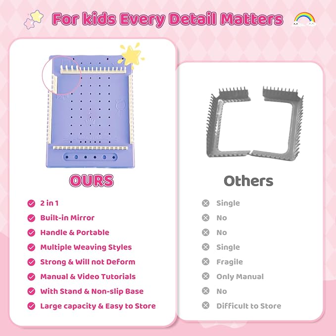 Weaving Loom for Kids, Friendship Bracelet Making Kit, Craft for Girls 6-12 | Birthday Gifts Party Creative DIY Toy for Little Girls, Easy Potholder Loom Knitting Kits, Rainbow Loops Weaving Set