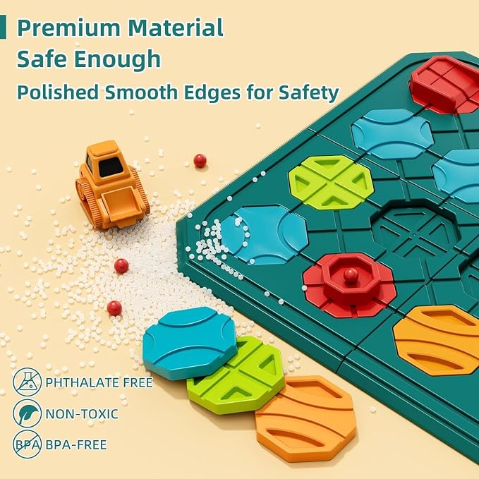 burgkidz Montessori STEM Toys for Kids: Logical Road Builder Board Game | 180+ Brain Teaser Puzzles on 8 Mega Boards - Develops Logic Skills for Preschoolers - Montessori Gifts for Boys Ages 3-8