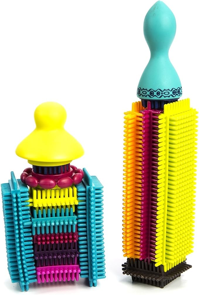 B. toys Bristle Blocks, 68 Interlocking Blocks in Jar, Construction | Sort and stack STEM building set with soft, easy-to-connect bristles and storage jar with lid; compatible with; 2+ Years