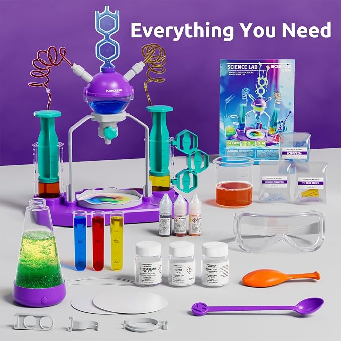 Science Can Science Kits for Kids Age 8-12, 50+ Science Experiments Sets | STEM Learning Toys, Unique Chemistry Lab, Safety Goggle, Illustrated Manual, Birthday Gifts for 8 9 10+ Year Old Girls Boys