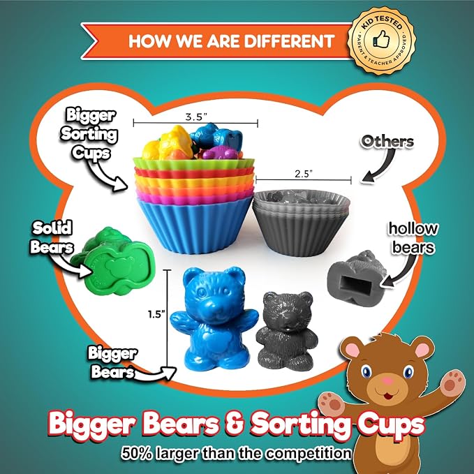 Cute & Cuddly Counting Bears with Dice - Sort, Count, Match & Play 60pc