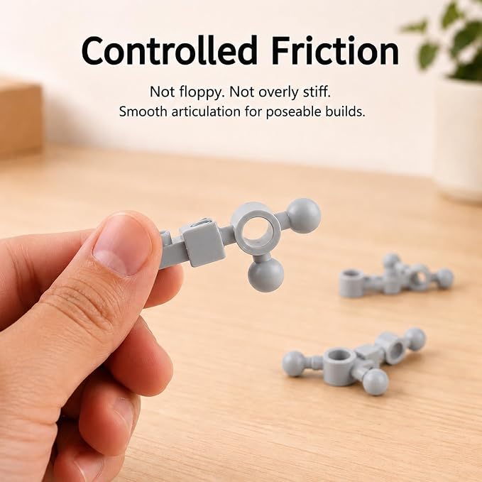 Plate 1x2 Ball Joints Socket - 250pcs Connector Classic Briks Bulk Parts and Pieces Sets, Towball Pins Building Blcok Accessories Light Gray