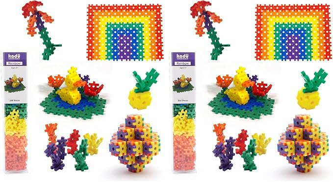 KADU Rainbow 250 Piece Set - STEM/STEAM Building + Construction Toy, for Open + Imaginative Play Ages 5+ (Pack of 2)