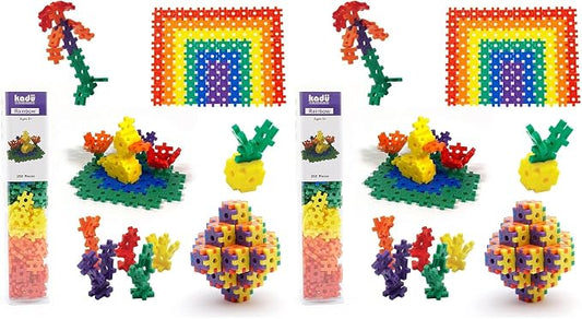 KADU Rainbow 250 Piece Set - STEM/STEAM Building + Construction Toy, for Open + Imaginative Play Ages 5+ (Pack of 2)
