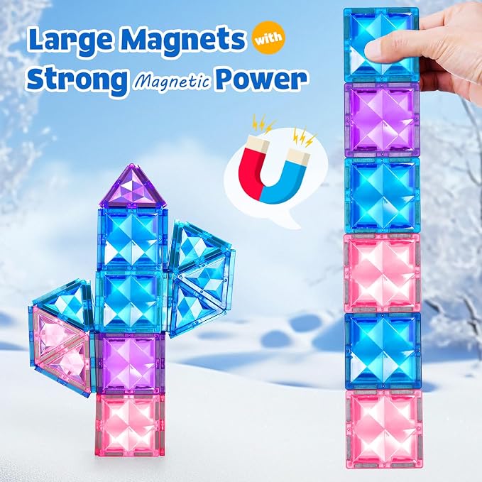 BENOKER Castle Magnetic Tiles STEM 3D Building Blocks Gift for Boys & Girls | Safe ABS plastic with strong magnets. Smooth edges for little hands. 3D castle-building fun. Boosts creativity & motor skills