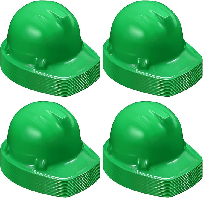 Sumind 48 Packs Construction Party Hats Kids Plastic Worker Helmet Bulk Toy for 3-8 Years Children Dress up Party Supplies(Green)