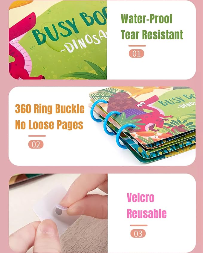 4 Pack DIY Montessori Busy Book, Montessori Quiet Book for Kids, Vehicle Life Skill Farm Dinosaur Preschool Learning Activities Learning & Education Toys
