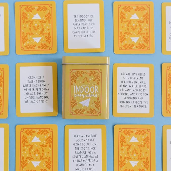 Pippi Post Indoor Busy Ideas Activity Cards & Tin, 50 Screen-Free Prompts | Indoor Summer Activities, Portable Fun for Rainy Days, Travel, Home & Boredom Relief