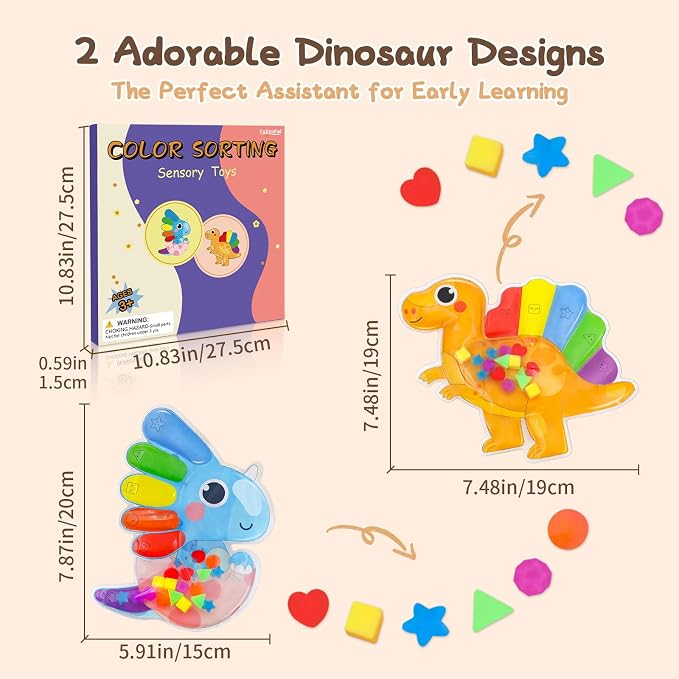 Color Sorting Toys Sensory Toys for Toddlers - 2 Pack Fidget Toys for Preschool Learning Activities, Cute Animal-Shaped Educational Montessori Toy for Kids, Squeeze Toys for with Color Stacking