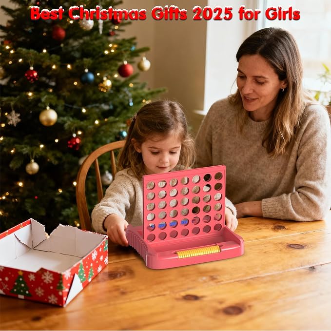 Pup Go 4 in a Row Game, Connect & Win Four in a Row Board Game, Portable 2-Player Strategy Games for Travel, Gift for Girl Age 3 4 5 6 7 8-12, Family Games Foldable Design with 6 Spare Discs Pink | Portable 2-Player Strategy Game for Road Trip, Gift fo...
