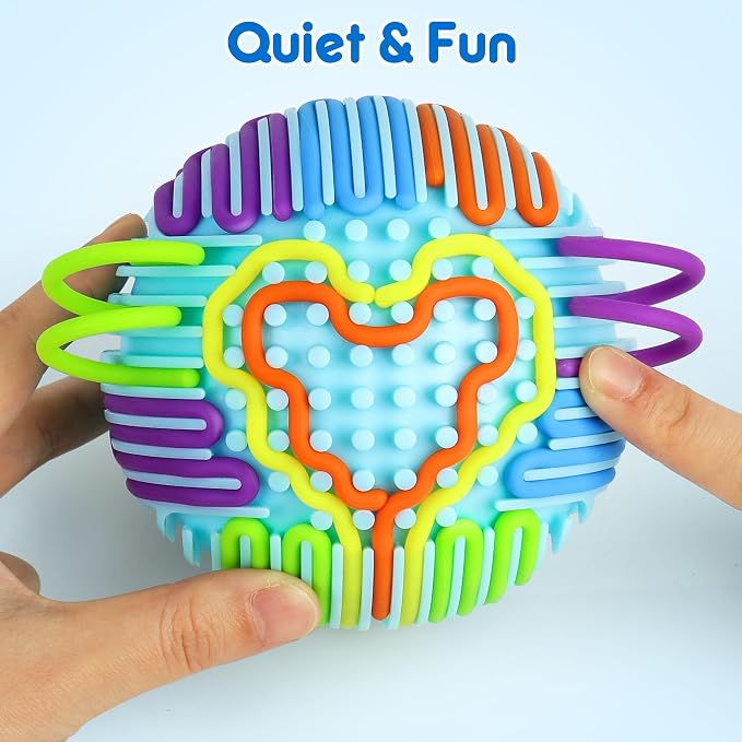 Sensory Fidget Toys for Kids, Sensory Activity Ball with 20 Strings, Sensory Toys for Autism ADHD Calming Focus Stress Relief, Travel Game Car Road Trip Airplane Activity Toys with Storage Bag