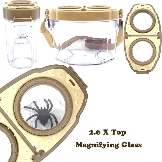 Bug Catcher Kit, Kids Bug Collection Kit, Outdoor Nature Explorer Kit, Science Educational Kit with Tweezers, Magnifying Glass, Bug Observation Container(Gold)