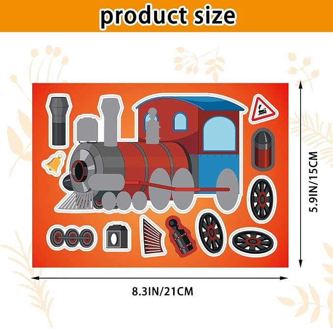 24 Sheets Make a Face Vehicle Stickers for Kids Boys Party Favors | Make Your Own Vehicle Stickers Birthday Decorations Supplies, Toddlers Crafts Activities Gifts Goodie Bags Stuffers