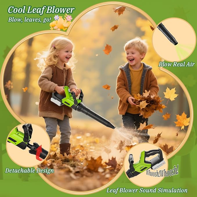 Kids Toy Tool Set, 3-IN-1 Power Garden Lawn Tools with Sounds & Lights, Volume, Toy Weed Wacker, Leaf Blower&Hedge Trimmer, Outdoor Play Toy Tools, Christmas Birthday Gifts for Boy Toys 3 4 5 6 7 8+