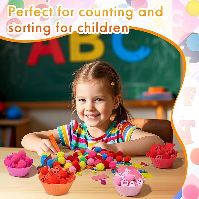 270 Pcs Numbers and Letters Sensory Bin Items Back to School Counting Sorting Sensory Bin Filler Fine Motor Numbers and Letters Geometric Figure Counts for Easter Spring Summer Sorting
