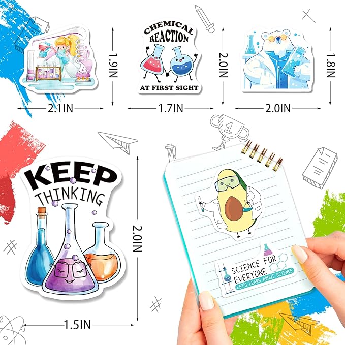 200 PCS Chemistry STEM Stickers | Laboratory Classroom Decor, Waterproof Vinyl, For Teachers Students Kids Teens Adults, For Water Bottle Laptop Notebook