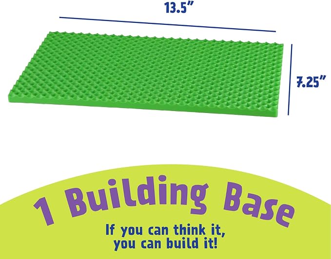 POPULAR PLAYTHINGS Playstix Play Base, Construction Toy Set | for Kids Ages 4 and Up, for STEM and Classroom Use, Green Building Base