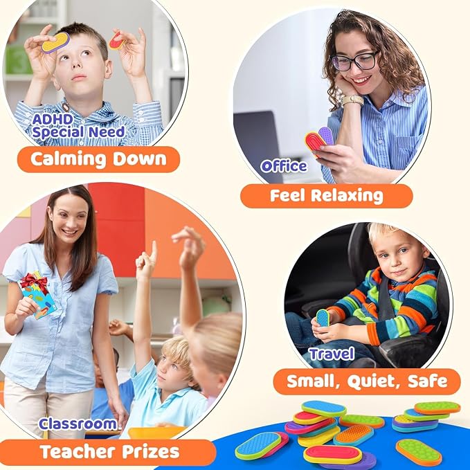 Sensory Fidget Magnet Toys for Kids: 18-Pack Textured Silicone Magnetic Sliders for Autism Children Classroom Must Haves, Goodie Bags Fidgets Box Gifts Portable Quiet Travel Toys