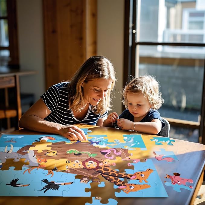 LovesTown 48PCS Floor Puzzles, Jumbo Animal Puzzles, Large 3x2 FT | Puzzle with Vibrant Animal Illustrations, for Todders, Family Game Night, Preschool Classroom, and Group Activities