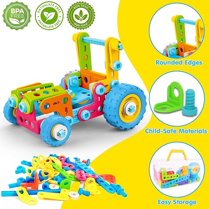 keefun STEM Toys for 4 5 6 7 8+ Year Old Boy Girl Birthday Gift, Building Toys for Kids Ages 4-8 6-8 4-6 Blocks Sets Stem Kits 5-7 4-7 3-5 Educational Learning Construction Engineering Car Truck Games