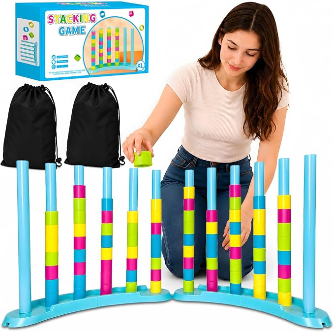 BBnote 2 Pack Giant Color Matching Challenge Game, Fast Pattern Match Ring Stacking Puzzle Stack Games, Family Board Game for Kids & Adults, Birthday Easter Christmas Party Gifts for Boy & Girl
