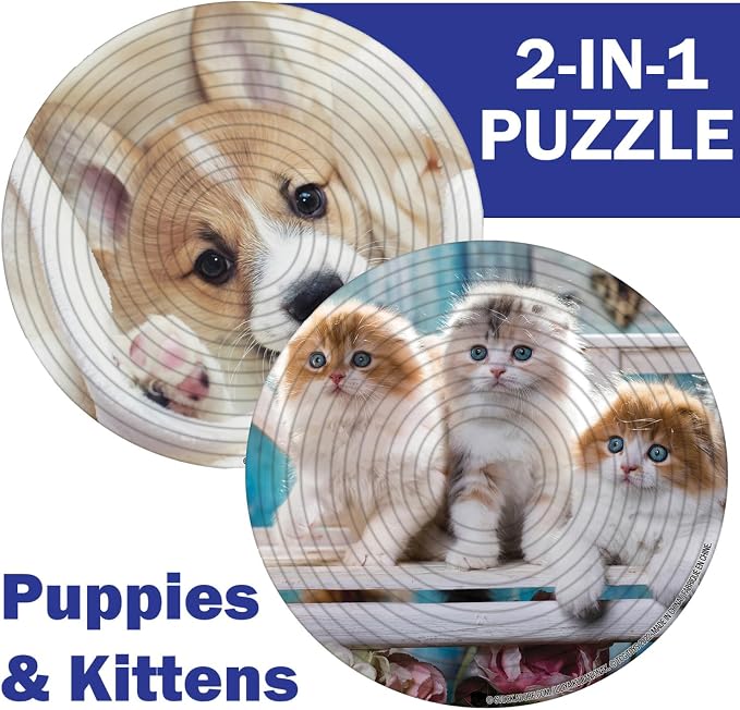 Spin Flip Puzzle - Puppies & Kittens - Spin it, Flip it, Solve it! for Those who Love Brain teasers! Adult Fidget Toy. Great Gift for Mom, Dad, Teens, Men and Women