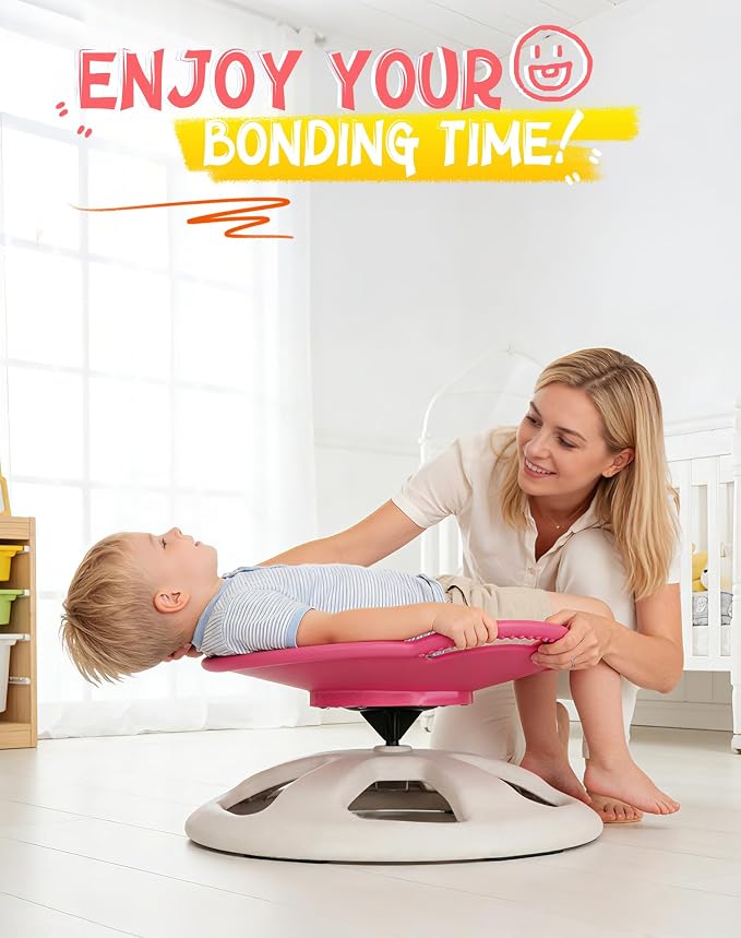 FERUERW Spinning Chair for Autistic Kids with Handle, Sensory Products | Sensory Toy Gifts for Children with ADHD/Autism, 220LBS Weight Capacity, Training Body Coordination, 3+ Years (Red)