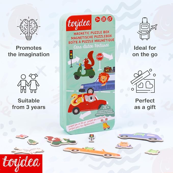 Magnetic Puzzle Box for Kids Ages 3-5, Car Travel Puzzle Game | 30+ Magnetic Pieces, Cultivate Logical Thinking, Quiet Travel Toy, Gift for Girls and Boys
