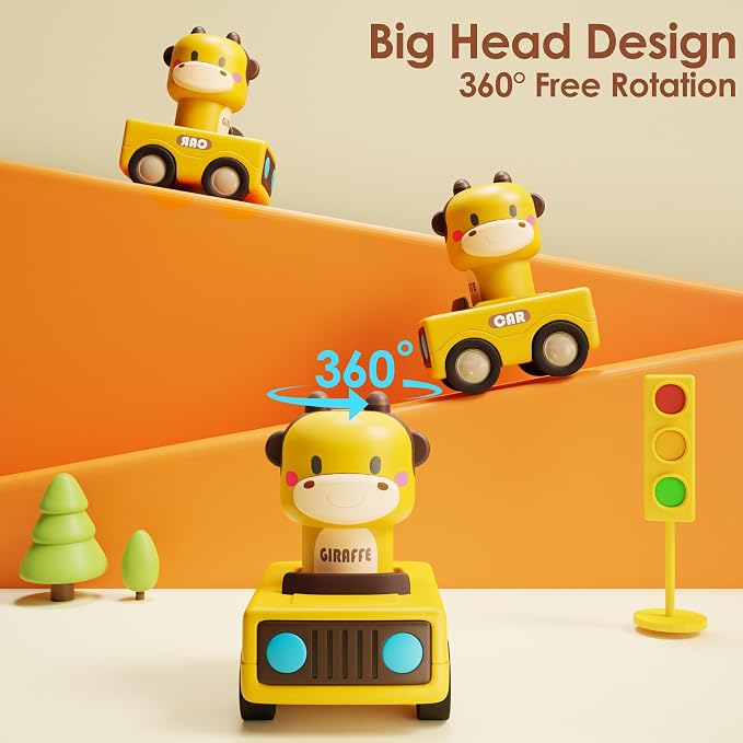 iPlay, iLearn Baby Press to Go Car Toys for Toddlers 1-3, 1 Yr Old Boy Gift | Infant Play Vehicle Set, Push Go Friction Car, Montessori Toy for 6-9-12-18 Months, 1st Birthday Gifts for 1-2 Years Old Girl