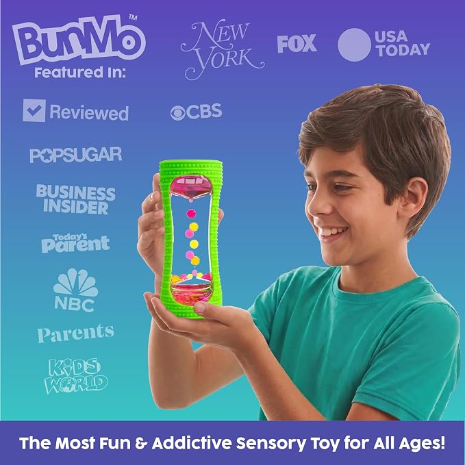 BUNMO Liquid Motion Bubbler Sensory Toy for Kids & Adults – Gentle Fidget Toy for Mindfulness – Stimulating Visual Sensory Experience – Colorful Bubble Fidget Timer for Desk & Travel - Green