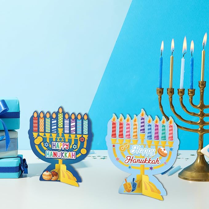Cinrobiye 24 Set Hanukkah Crafts DIY Menorah Arts and Crafts Bulk Jewish Menorah 3D Scene Kit Gifts for Holiday Home School Activities Game Prizes Rewards Chanukah Party Favors Decoration Supplies