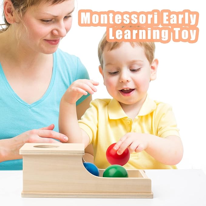 Montessori Toys for 1 Year Old, Ball Drop Toy, Object Permanence Box | Wooden Soft Sound & Fine Motor Skills Baby Ball Drop Play Sorting Toys for 6 8 9 12 Months Toddlers, Infant Early Age Toy