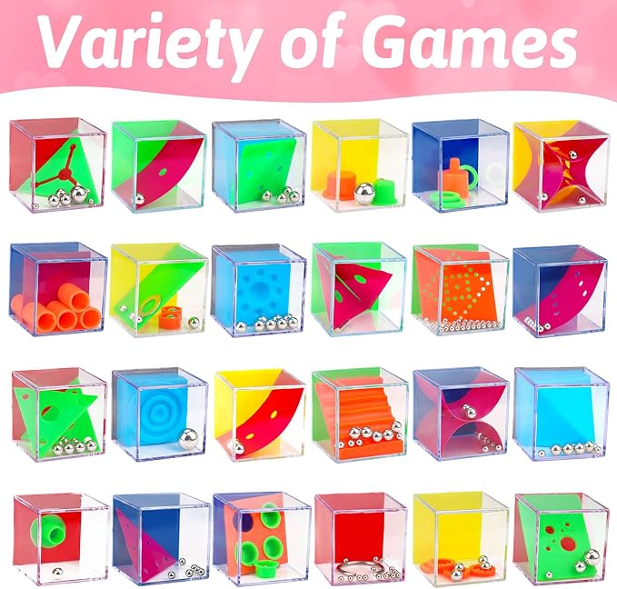 24PCS Brain Teaser Puzzles Cubes Party Favors Bulk for Kids 4-8 8-12 Birthday Summer Goodie Treat Bag Stuffers Classroom Treasure Chest Carnival Prizes Box Toys Pinata Filler End of Year Student Gift