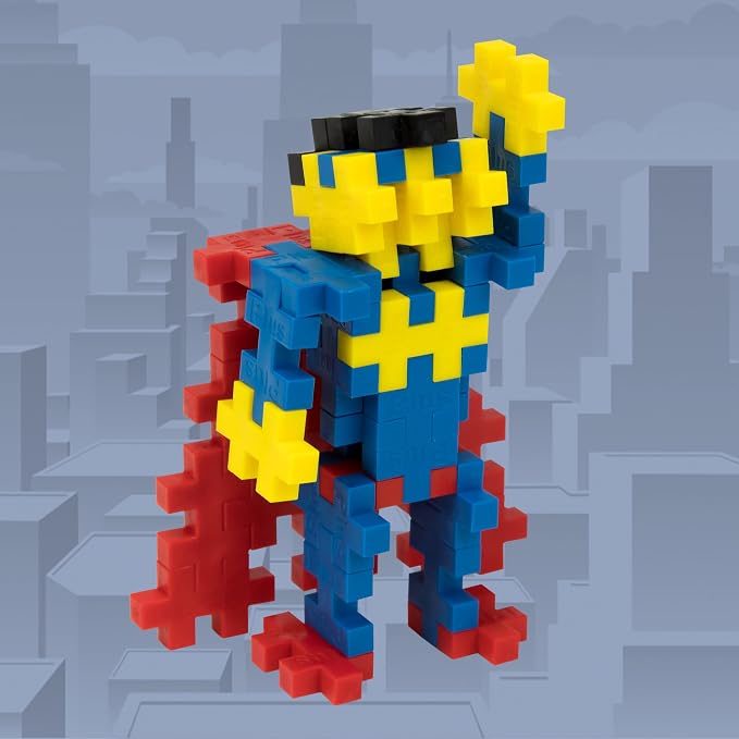 PLUS PLUS Superhero Tube - 3D Figure Building Blocks Set | Superman Building Toys, Gifts for Boys & Girls, Waffle Blocks, Kid Airplane Activities, Christmas Stocking Stuffers for Kids