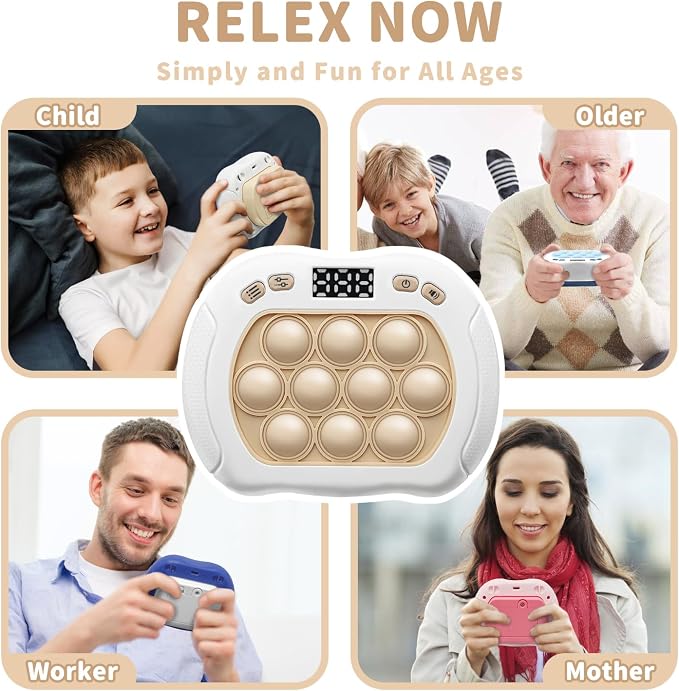 Intoypad Quick Push Pop Game Light Up Fidget Toy for Kids White | 6 Modes LED Screen Quick Push Pop Game Controller Electric Fidget Popper Game Bubble Game Birthday Gifts Toys for Kids Boys