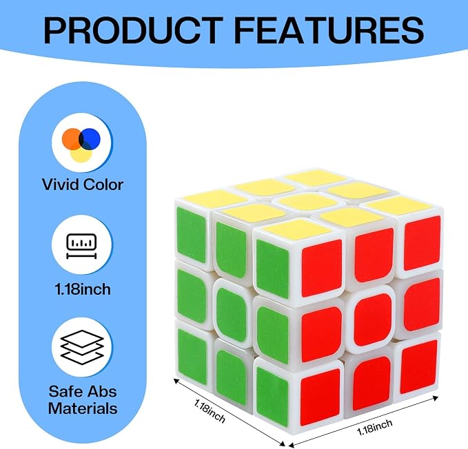 Mini Cube 12 Pack Puzzle Party Favors for Kids Birthday Party Favors, Magic Cube Classroom Prize for Students & School Rewards, Stress Relief Toys Easter Christmas Stocking Goody Bag Filler