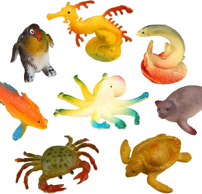 52 Pack Ocean Animal Toys for Kids, Mini Sea Creature Figures | Realistic sea life figures for bath play, water tables, sensory bins, school projects, party favors, and cake toppers