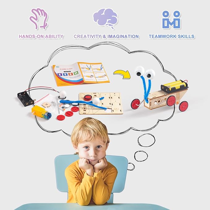 5-in-1 STEM Kit for Kids Ages 6-8 8-10, Wood Robot Building Science Kits | Art Crafts for Boys STEM Building Toys 8-12, Robotics 3D Wooden Puzzles Models, 8 9 10 11 12 Year Old Girls Birthday Gifts