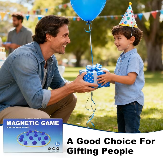 Magnetic Strategy Game with 24 Full-Size Stones, 3 Ropes & Bag | Portable strategy game for kids, teens and adults, perfect for family nights, parties, travel, camping and outdoor play