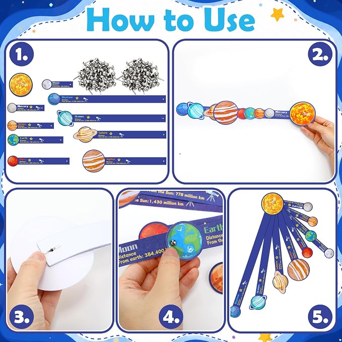 Glenmal 36 Set Solar System Model Craft Kit Kids DIY Planets Solar System Paper Art Set Decor Outer Space Preschool Activities Supplies for Montessori Learning Homeschool Toddler (Colorful)