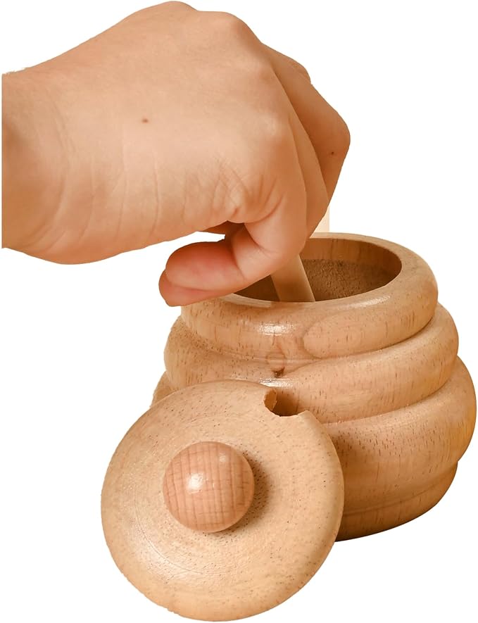 2pcs Wooden Beehive Toys with lid and Honey Stick | Sorting Stacking Toys for Toddlers Montessori Wooden Toy for Toddlers, Sensory Bin Toys for 3 4 5 Years Old