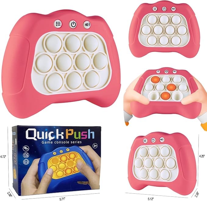 Intoypad Pop The Target! Handheld Speed Push Fidget Game Machine Pink | A Fun Multiplayer Game Sensory Fidget ADHD Autism Toys Birthday Gifts for 6 7 8 9 10 11 12 Years Old Kids Road Trip Car Games