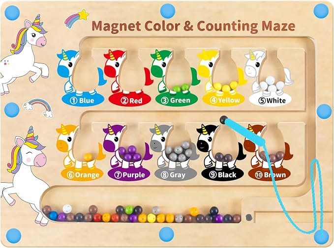 HONGID Magnetic Color and Number Maze,Uniorn Gifts for Girls,Montessori Toys for 2 3 4 5 Year Old,Learning Educational Sensory Toys for Toddlers and Kids Boys Girls,Christmas Birthday Gift for Kids