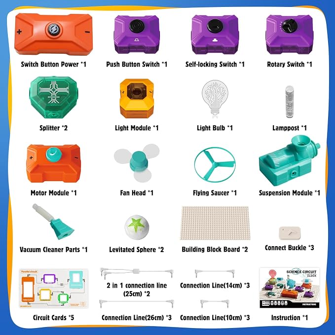 Science Kits for Kids, 38 Circuits STEM Toys, 220+ Projects Experiments | Learning Education toys, Kids Circuit Building Kits, Electronics Exploration Gift for Boys Girls Ages 4 5 6 7 8 9 10 11 12