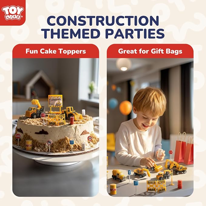 TOY Life 28 PCS Construction Toys for boy Age 3-5, Small Construction Vehicles, Sandbox Toy for Boys, Small Construction Car Truck Excavator Party Favors Gifts for Boys